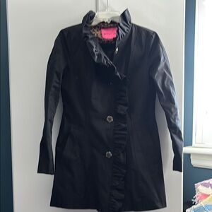 Black Ruffled Women's Coat